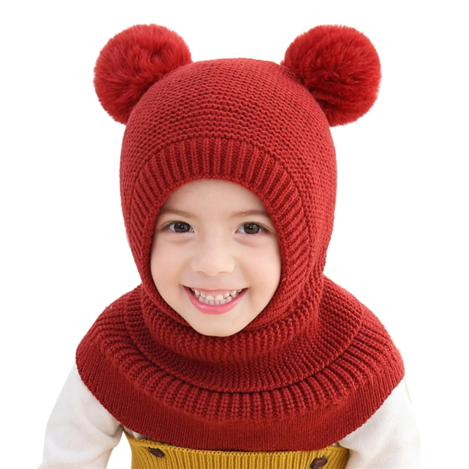 

Toddler Baby Thick Thermal Hat Scarf Cycling Caps Hat Earflap Ski Windproof Warm Hood Floppy Swim Hat in The Box Hat for Kids