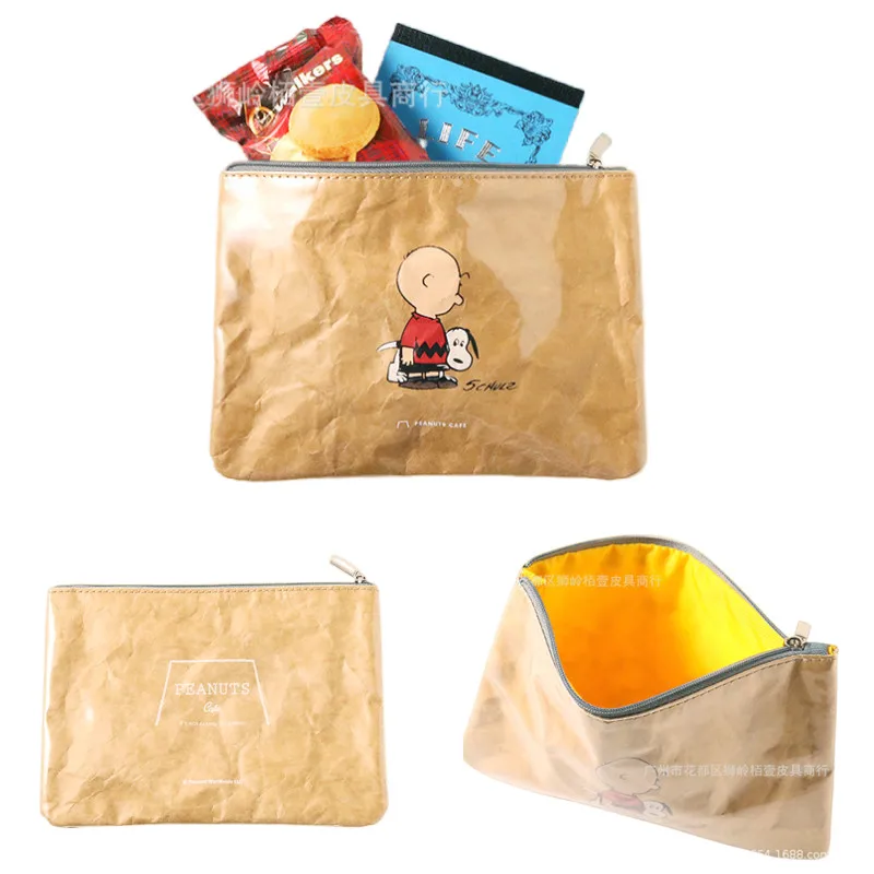 

Милый мультяшный аниме Snoopys, детский бумажник из крафт-бумаги из ПВХ, сумка для хранения ключей, монет, карт, портативный клатч, сумка для дев...