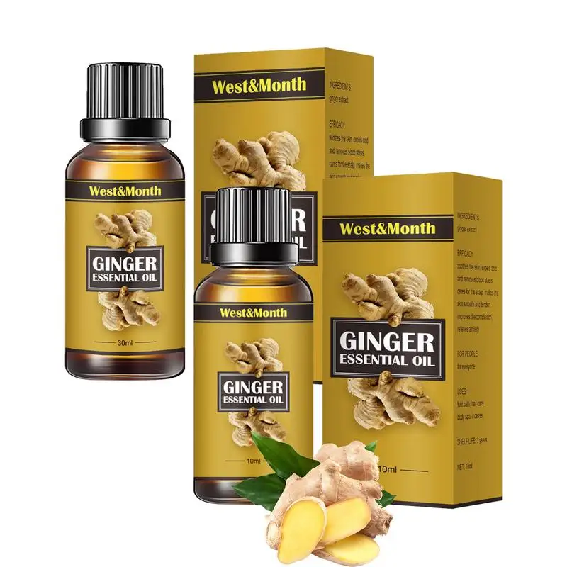 

10/30ML Natural Ginger Oil Lymphatic Drainage Therapy Plant Essential Oil Promote Metabolism Full Body Slim Massage Oils