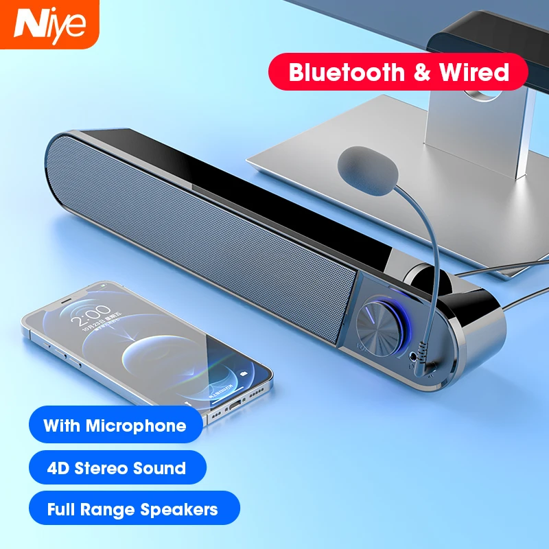 

Computer Speakers 4D Stereo Surround Soundbar Bluetooth Speaker for PC Laptop Notebook Home Theater Full Range Loudspeakers