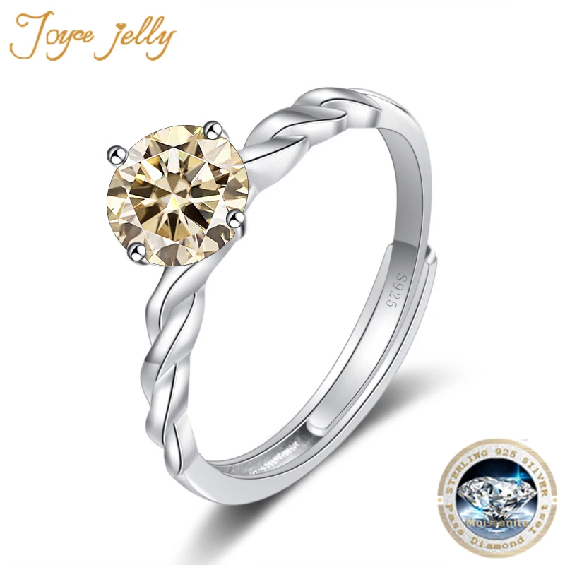 

JoyceJelly 1ct Moissanite Eight Hearts And Eight Arrows Lab Diamond Ring Women's S925 Sterling Silver Jewelry Twist Rope Rings