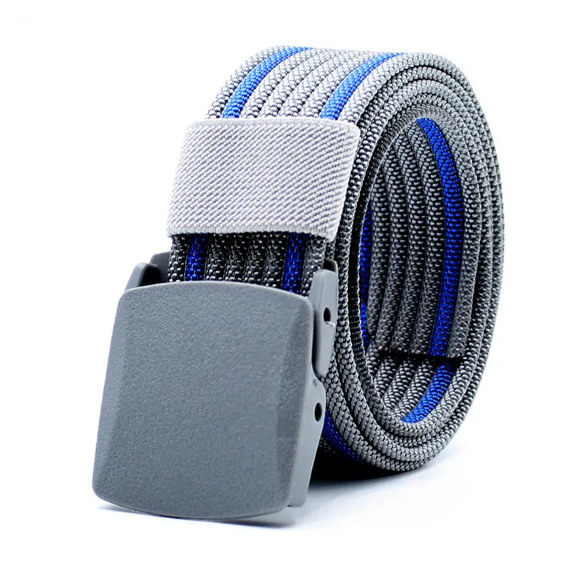 

New Men's and Women's Outdoor Tactical Stripe Imitation Nylon Anti Allergy Plastic Buckle Belt