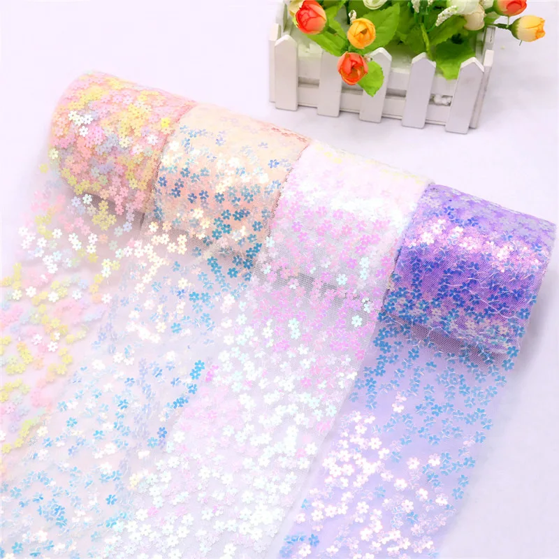 

Bow Decoration 10 Yards 6CM 8CM 10CM 12CM Colorful Glitter Sequins Ribbon DIY Gift Box Material Supplies Tulle Ribbon