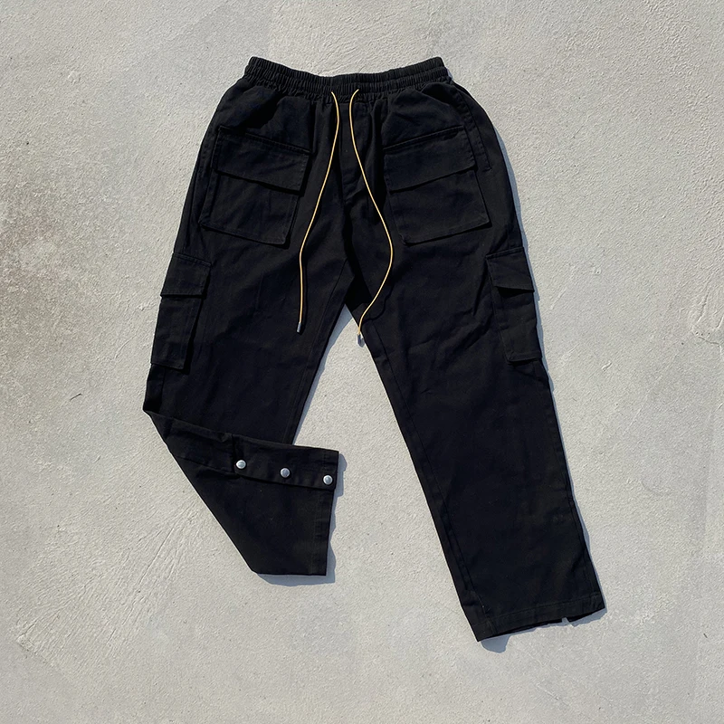 

RHUDE Cargo Pants Drawstring Button High Street Men Women 1:1 High Quality Rhude Casual Trousers