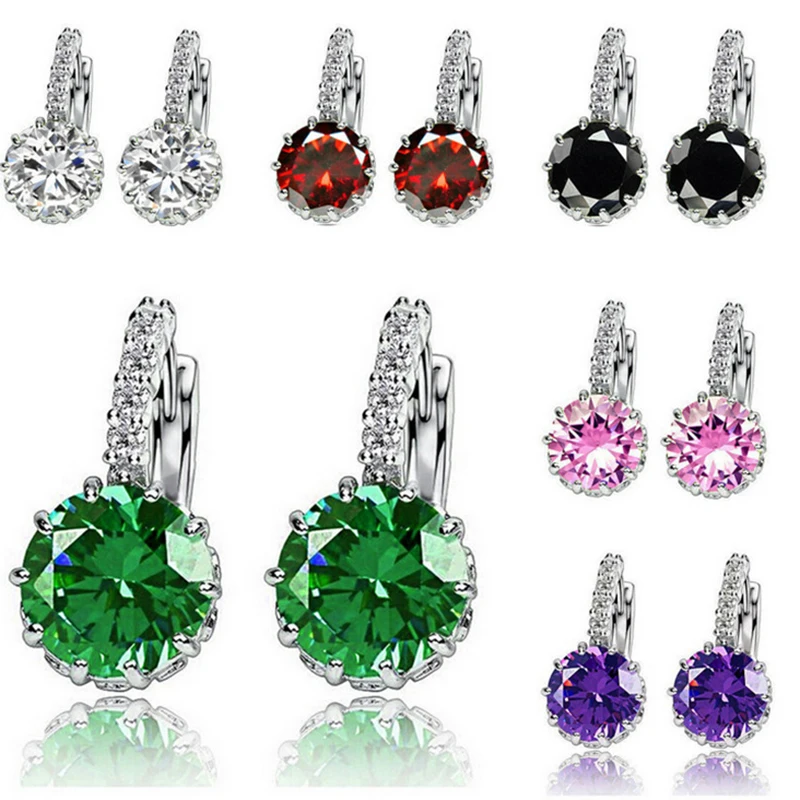 

Fashion Round Zircon Hoop Earrings for Women WIth White Color Crystal Wedding Hoops Earings Jewelry Factory Wholesale Joyeria