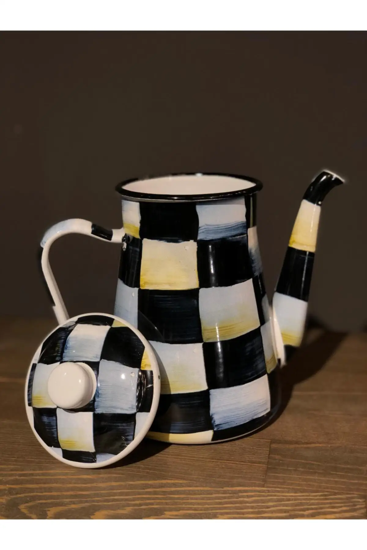 Домашний эмалированный горшок с шахматным узором|Заварники| |