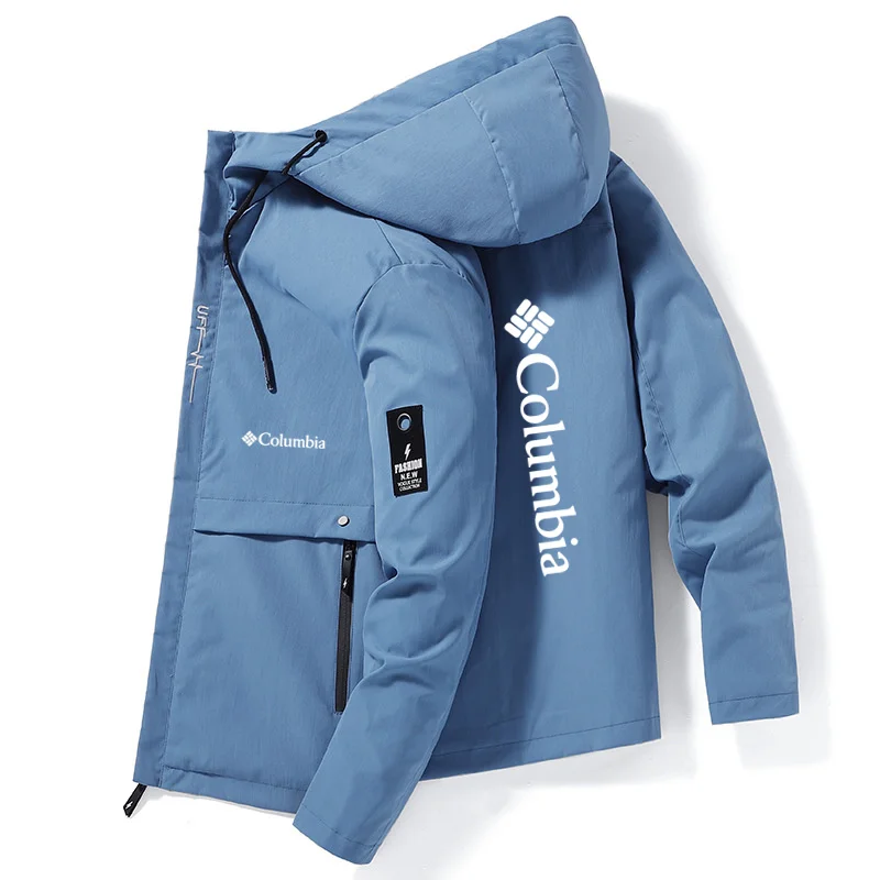 

2023 New men's Columbia outdoor camping men's zippered hoodie windproof jacket men's sports work jacket