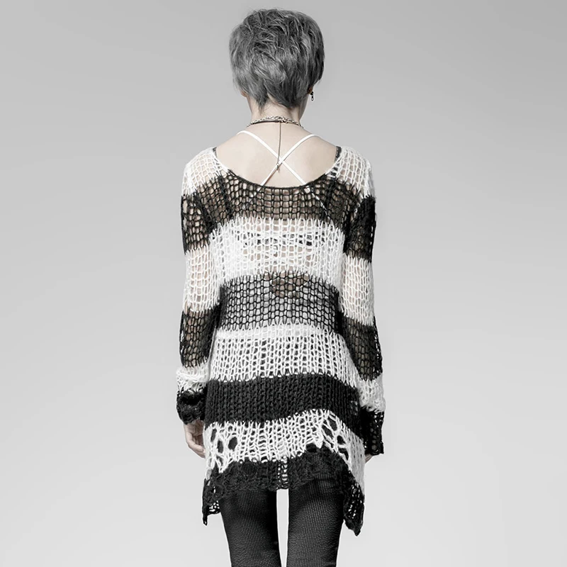 PUNKRAVE женские готические ботильоны сломанной пуловер свитер в Корейском стиле с