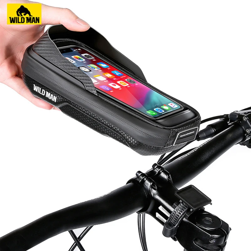 

Wild Man Rainproof Bicycle Bag Phone 6.8inch Bike Handlebar Bag TPU Touch Screen Cycling Stem Bag Ride Accessory