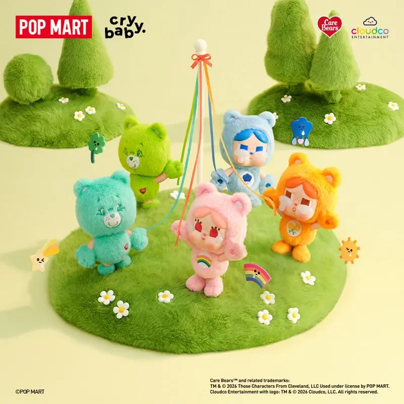 Фото POP MART CRYBABY Серия Care Bears Виниловые плюшевые подвески Слепая коробка-сюрприз Игрушки Кавайные украшения Фигурки Декор для дома №2
