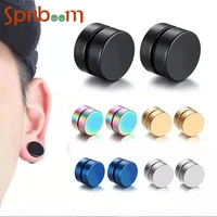 magnetic stainless steel stud earrings for men women round non piercing earring black silver color punk male jewelry 681012mm