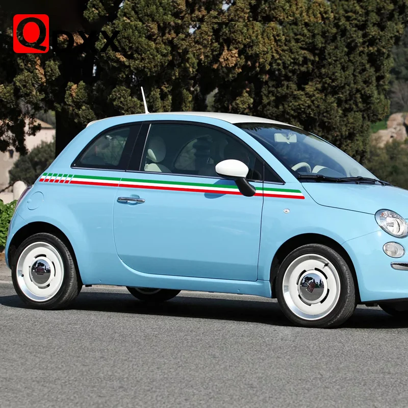 

Наклейки на талию автомобиля для Fiat 500, виниловые наклейки на боковые двери автомобиля, спортивные стильные аксессуары в полоску с итальянс...