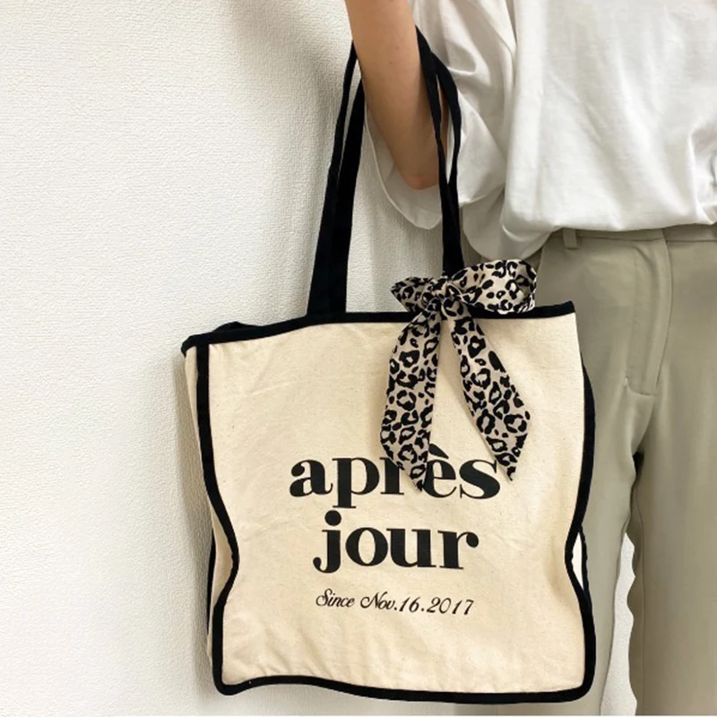 

2022 Letter Print Canvas Tote Bags For Women Casual Large Capacity Handbag Shopping Travel Shoulder Bags Sac A Main Femme