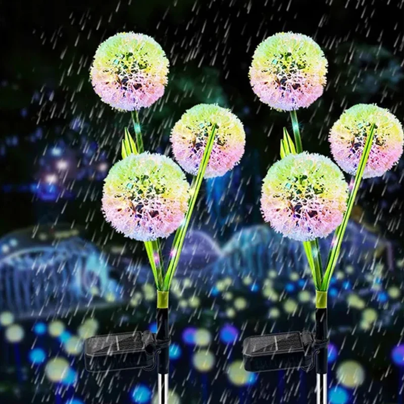 

3Head Solar Lamp Dandelion rose Carnation Flower Ball LightGarden Simulation Hydrangea Flower outdoor Ground Lawn Lamp Landscape