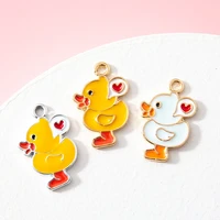 10pcs gold plated enamel duck charm pendant for jewerly making bracelet women necklace earrings accessories findings diy craft