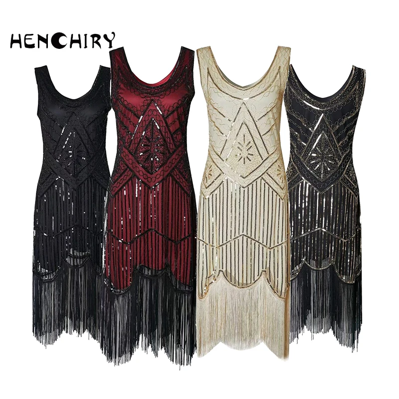 

Retro sequined dress dress beaded fringed dress high-end banquet short dress