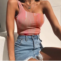 ladies tops cross shoulder solid color oil painting printing comfortable and versatile summer new 2022 fashion simple and d