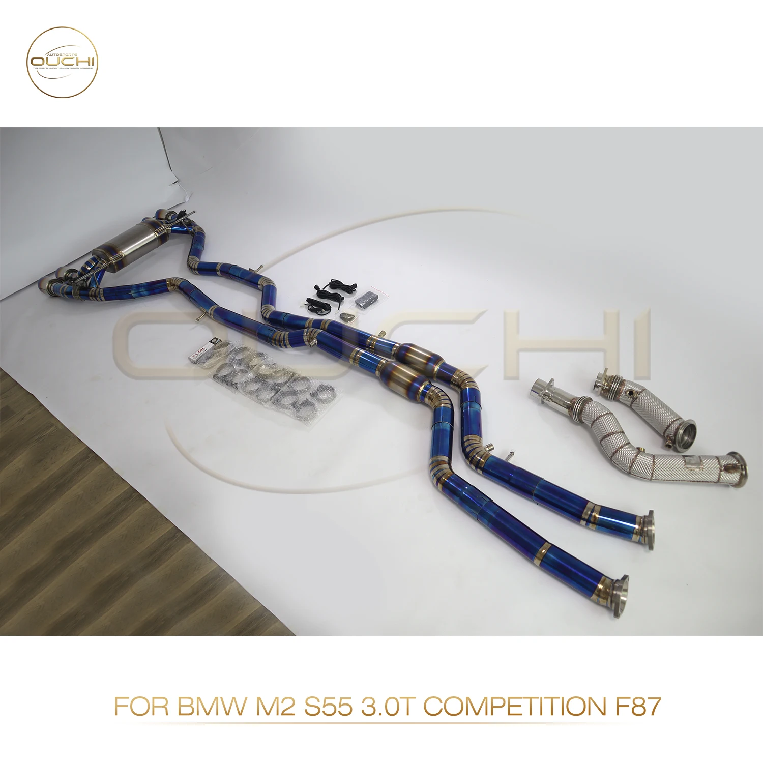 Полный комплект выхлопной системы OUCHI Catback Downpipe для BMW M2 S55 3.0T Competition F87 с клапаном