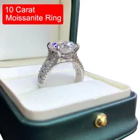 Serenity Day Four Claw D Color 10 Carat Full Moissanite Ring S925 Sterling Silver Plated Pt950 Platinum Fine Jewelry For Women