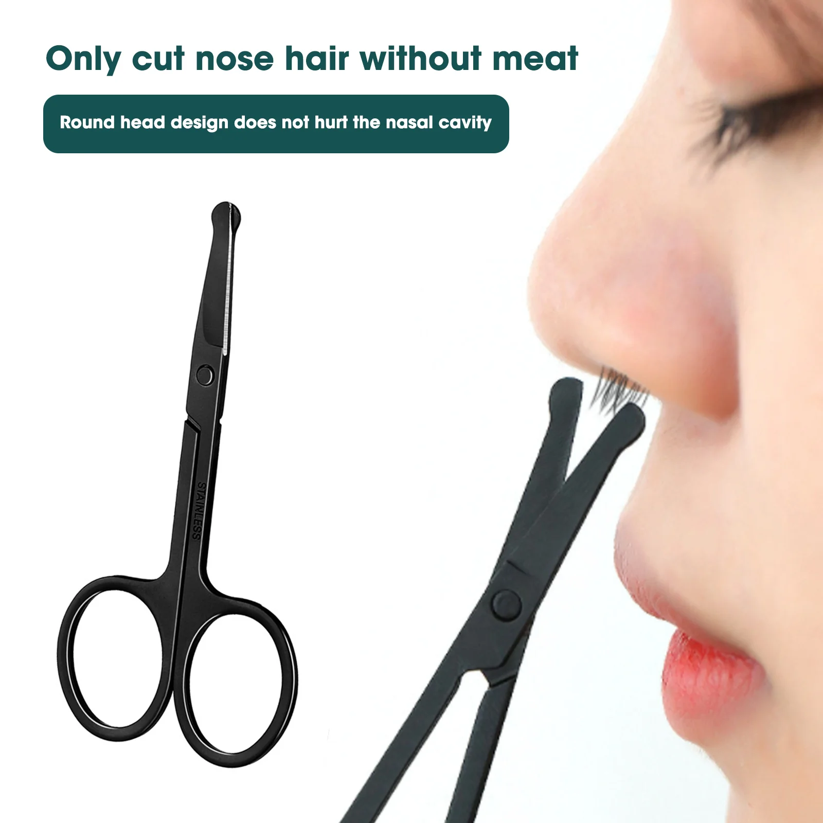

Nose Hair Scissors Lightweight Stainless Steel Pointed Round Head Beauty Trimmer Nose Hair Trimmer Ergonomics Nose Hair Cutter