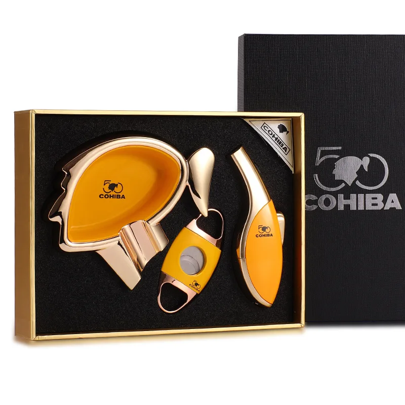 Набор аксессуаров для сигар COHIBA комплект из 3 предметов пепельница зажигалки