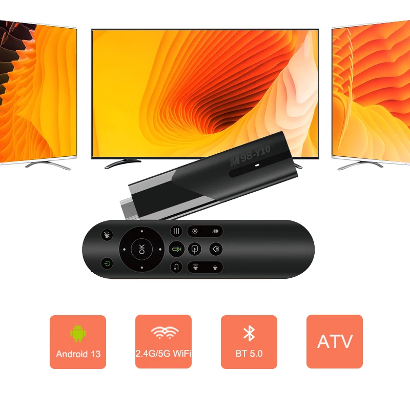 M98 Y10 Smart TV Stick Android 13 BT 5.0 ATV Allwinner H618 2.4G 5G ...