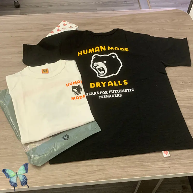 

Men Women Human Made T-shirts Black Bear Print Short Sleeve 100% Cotton T Shirt Human Made