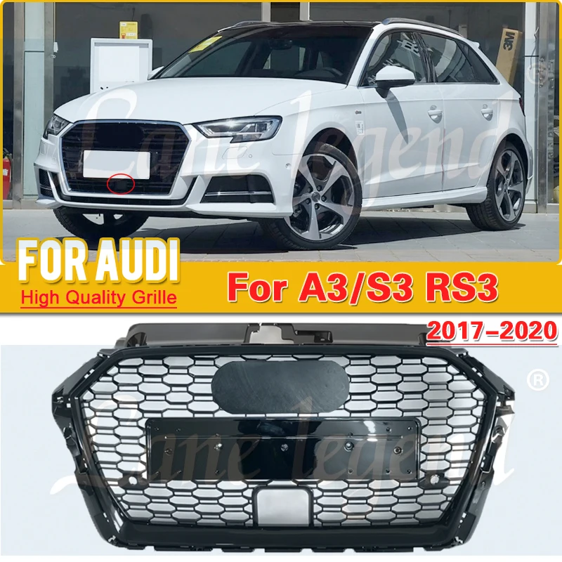 

Гоночные решетки для RS3 Style, верхняя решетка, подходит для Audi A3 S3 8V 2017-2020, решетка переднего бампера, решетка радиатора, вентиляционная сетка