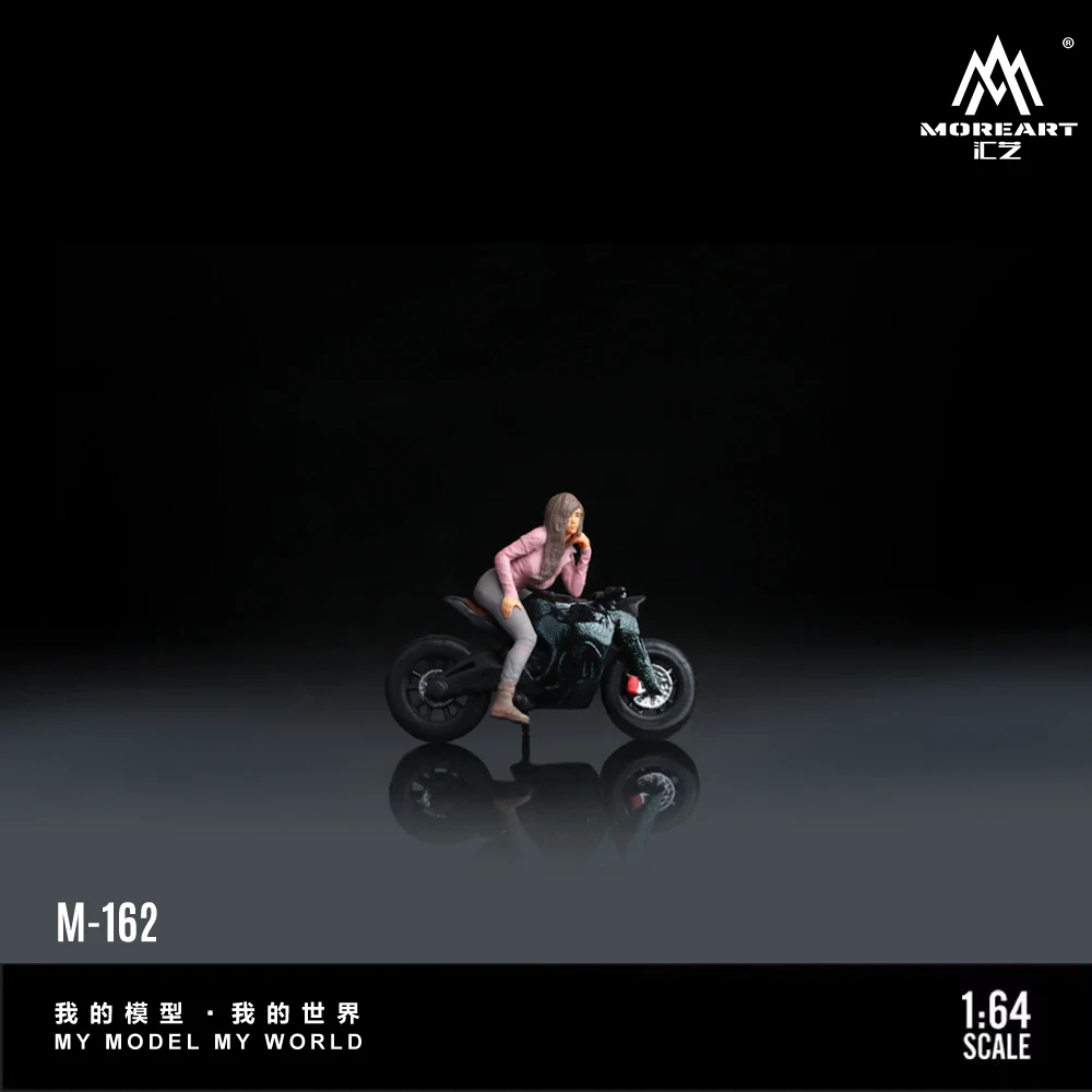 Фото MoreArt 1:64 с коротким хвостом, черный железный мотоцикл для девочек, экшн-фигурка, модель из смолы, миниатюрное украшение сцены, подарок и дисплей №2