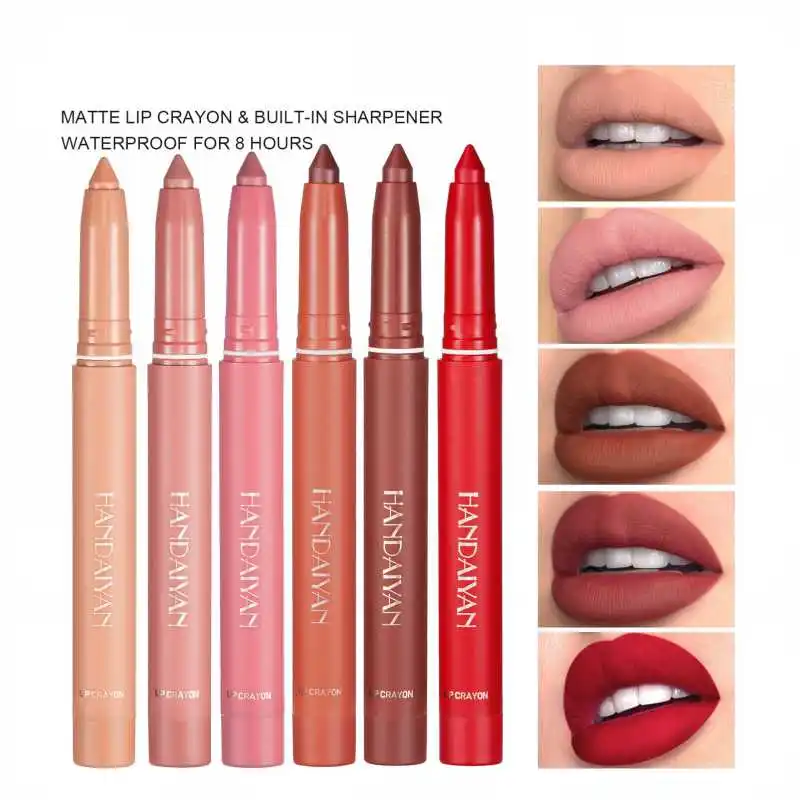 

12 цветов Матовая водостойкая бархатная нюдовая Помада карандаш пикантные красные коричневые пигменты макияж стойкий Профессиональный тин...