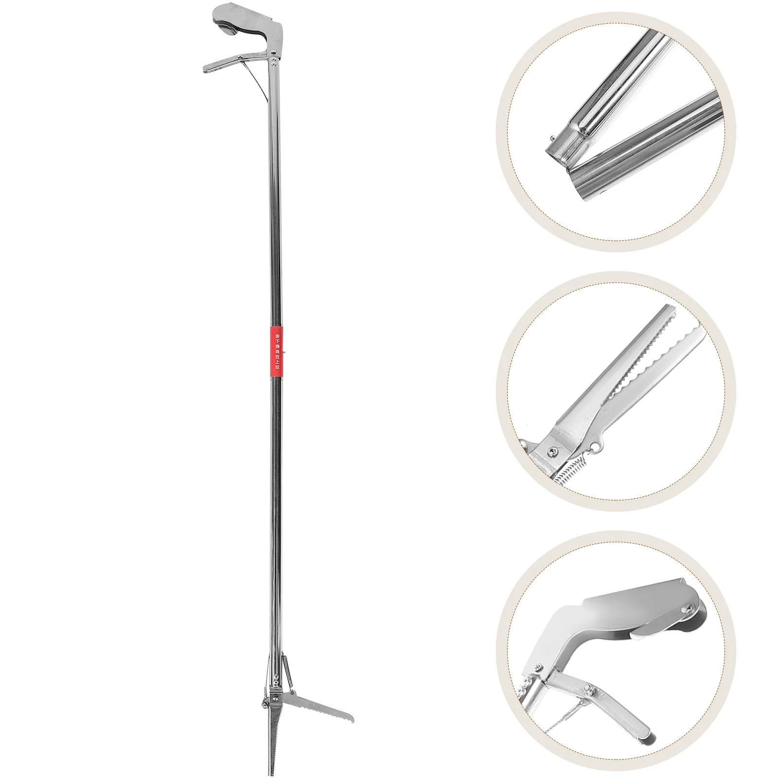 

Snake Stick Catcher Grabber Tools Folding Clip Stainless Steel Metal Tongs Clamp Turntable