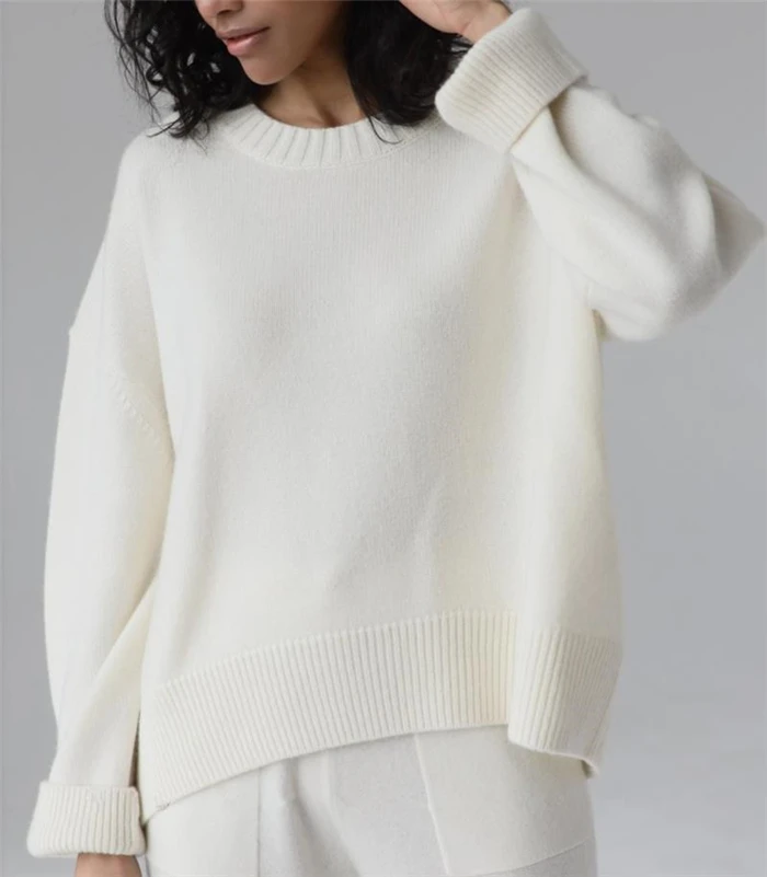2025 женские осенние пуловеры с круглым вырезом и длинными рукавами свободный