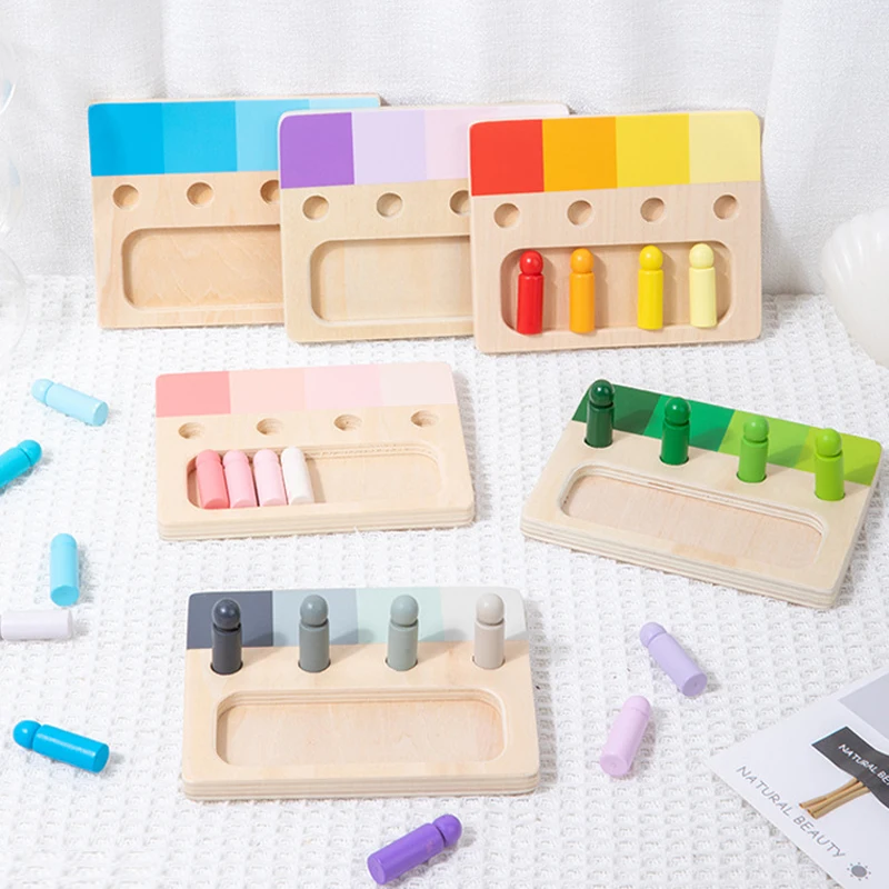 

Wooden Montessori Toy For Kids Color Sense System Training Wood Insert Board 24 Color Game Cognitive Matching Educational Toy