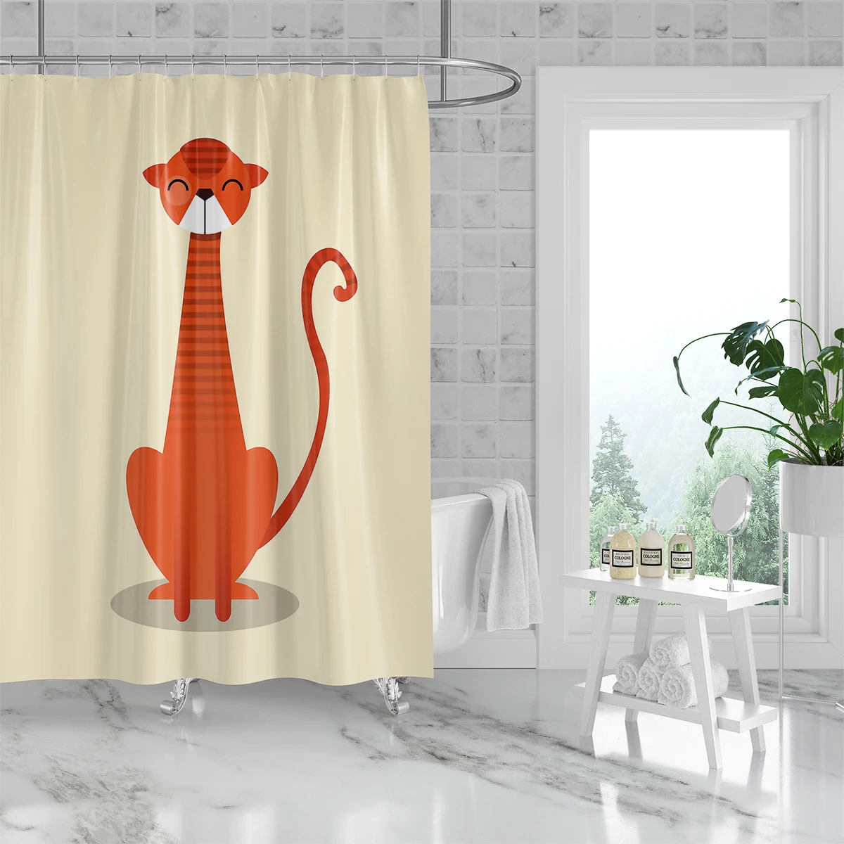 Водонепроницаемая душевая занавеска с цифровым принтом 180x180 см 1 шт.