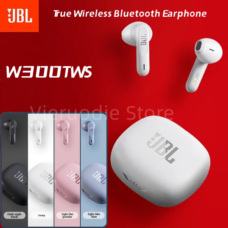 

JBL W300TWS Wireless Bluetooth Deep Bass Headphones Stereo Earbud Bass Sound Noise Cancelling Earphone With MIC Charging Box