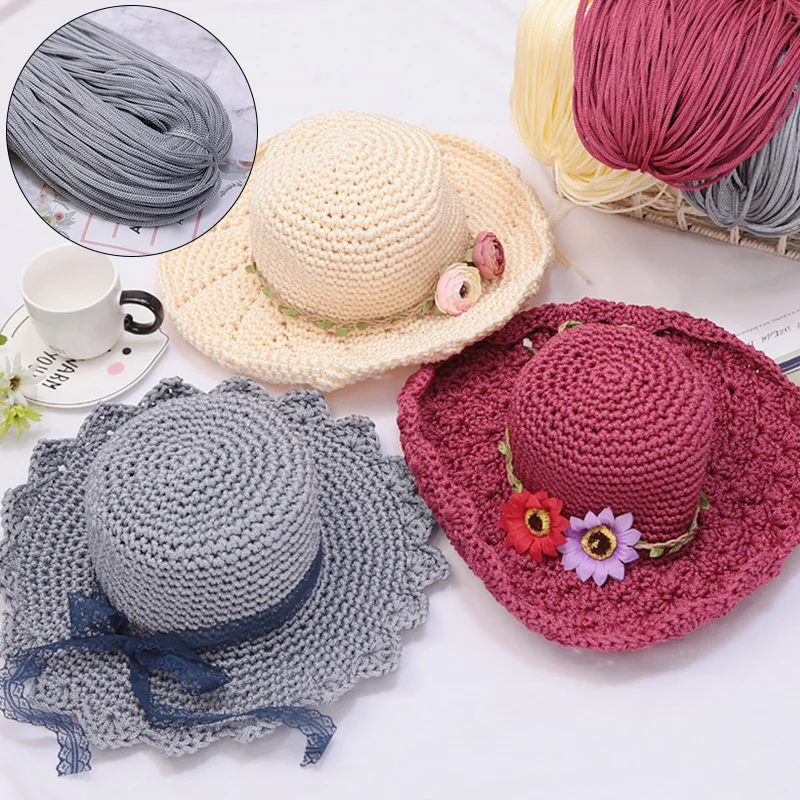 

200M 3mm Ice Silk Yarn Thick Nylon Cord Thread Chinese Knot Macrame Diy Hand-woven Cushion Hat Shoes Doll Crochet Hollow Line