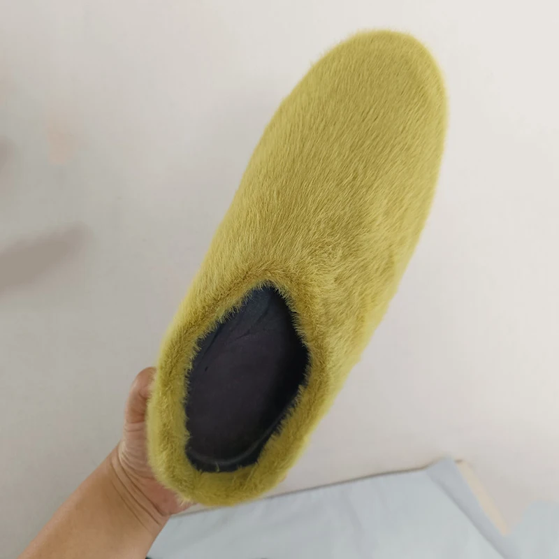 Faux Fur Slippers For Women Men Indoor Home Slides Plush House Shoes 