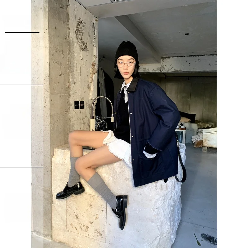 Lonslan 2023 осенне-зимняя новая универсальная стеганая верхняя одежда средней длины