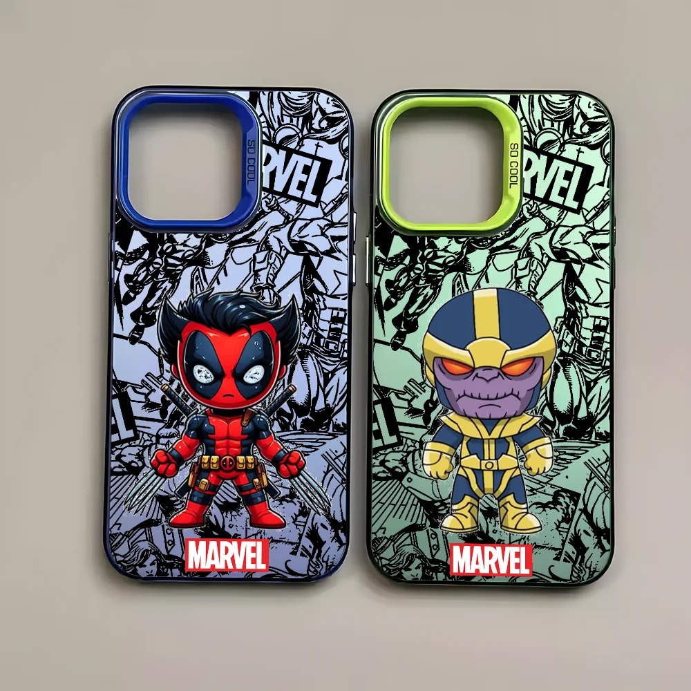 Чехол для телефона Deadpool Thanos iPhone 16 15 14 13 12 11 Pro Max черный матовый многоцветный