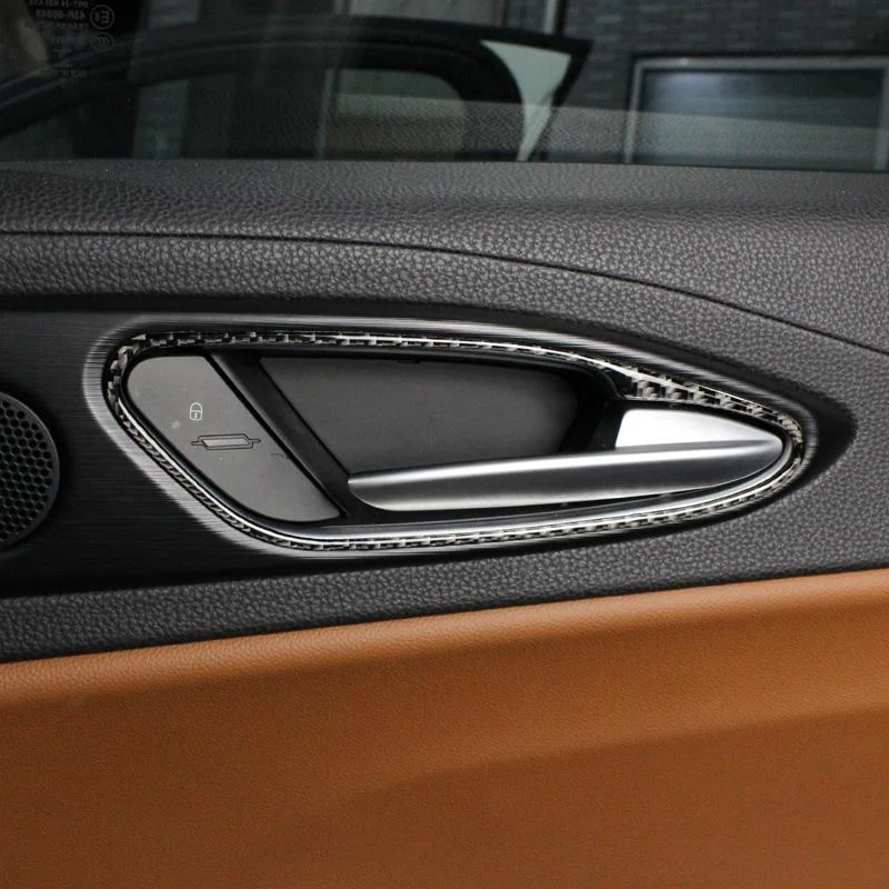 

4pcs Front and back door carbon fiber inner hand frame car stickers car styling For Alfa Romeo Giulia 2017 2018 Auto parts