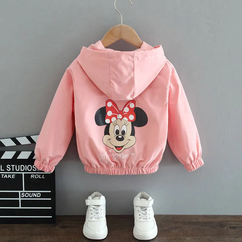 

Autumn Teenagers Girls Hooded Jacket Coats Mickey Mouse Cartoon Printed Little Children Windbreaker Kids Spring Boy Outwear
