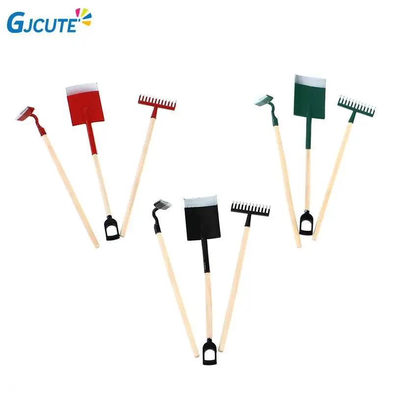 

3Pcs/Lot 1:12 Scale Dollhouse Miniature Shovel Hoe And Pitchfork Farming Tools Fairy Garden Accessories Furniture Toys