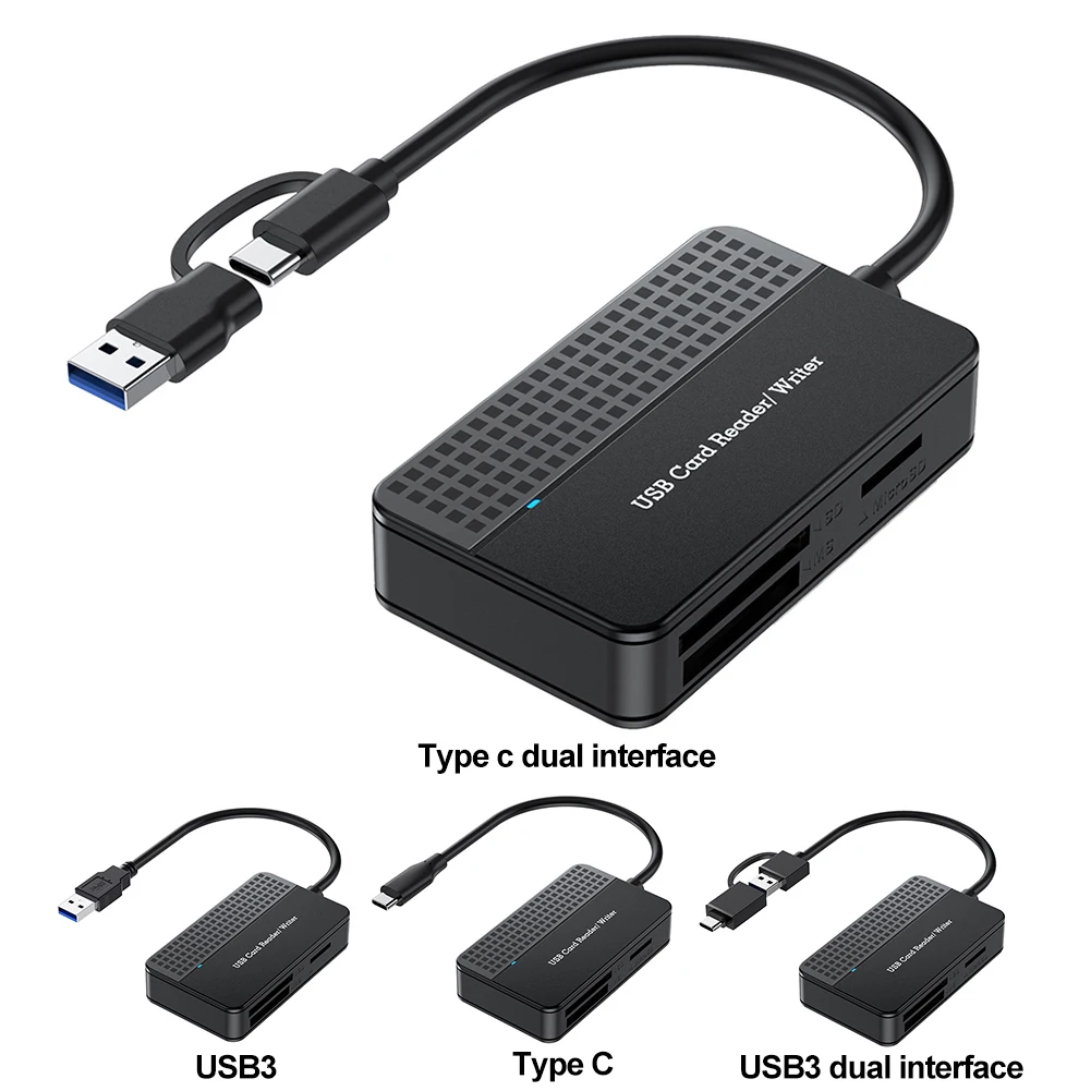 

USB 3.0 Type C Memory Smart Card Reader 4 in 1 Flash Card Adapter 5Gbps 20cm Portable Cable Memory Writer SD TF CF MS Device