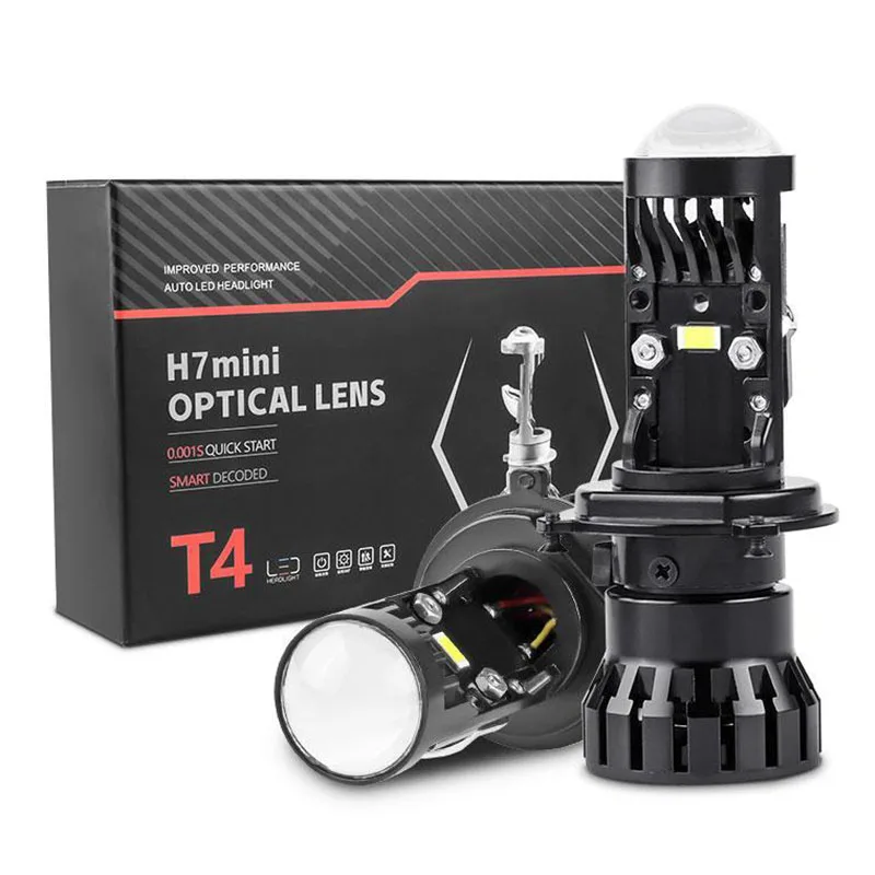 

T4 H7 LED Mini Projector Lens H4 Headlight Bulbs 100W Bright Car Light Lamp 12000LM Hi/Lo Beam Automobles Headlamp LHD