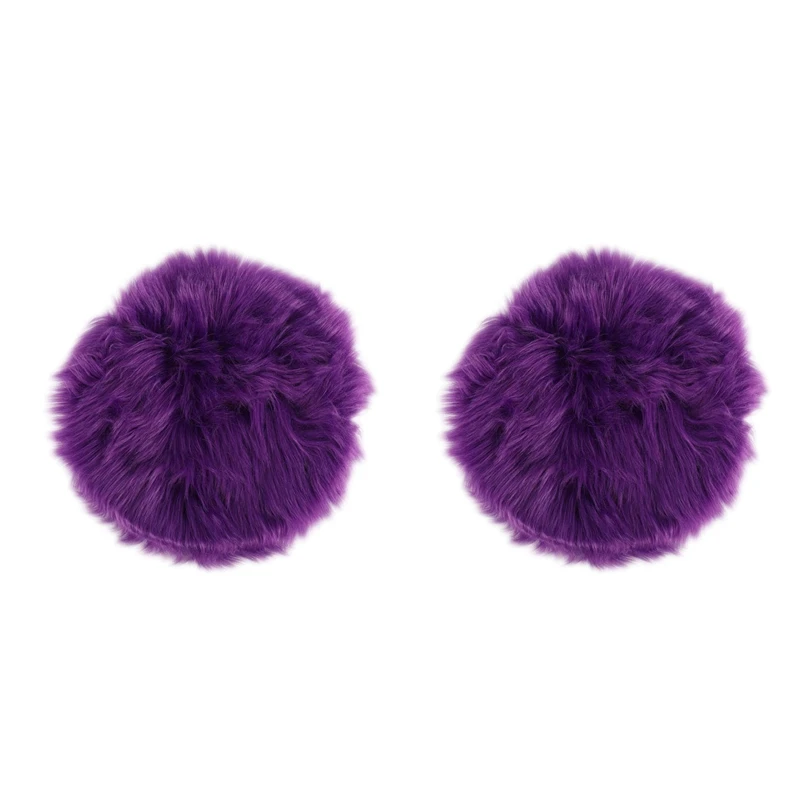 

2X Faux Sheepskin Wool Carpet 30 X 30 Cm Soft Longhair Decorative Carpet Cushion Chair Sofa Mat (Round Purple)