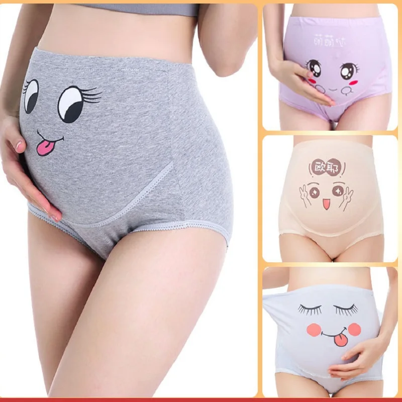 

Cartoon Printed Cotton Maternity Panties High Waist Adjustable Belly Underwear Clothes for Pregnant Women Pregnancy Briefs