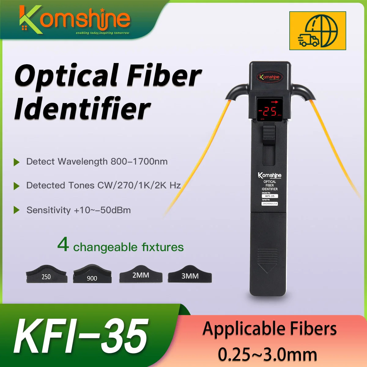 

Metal Material Fiber Optical Identifier Komshine KFI-35 Traffic Detector More accurate test with Sunshade