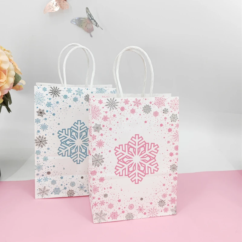 

3/5 шт., бумажная сумка-тоут в виде снежинок