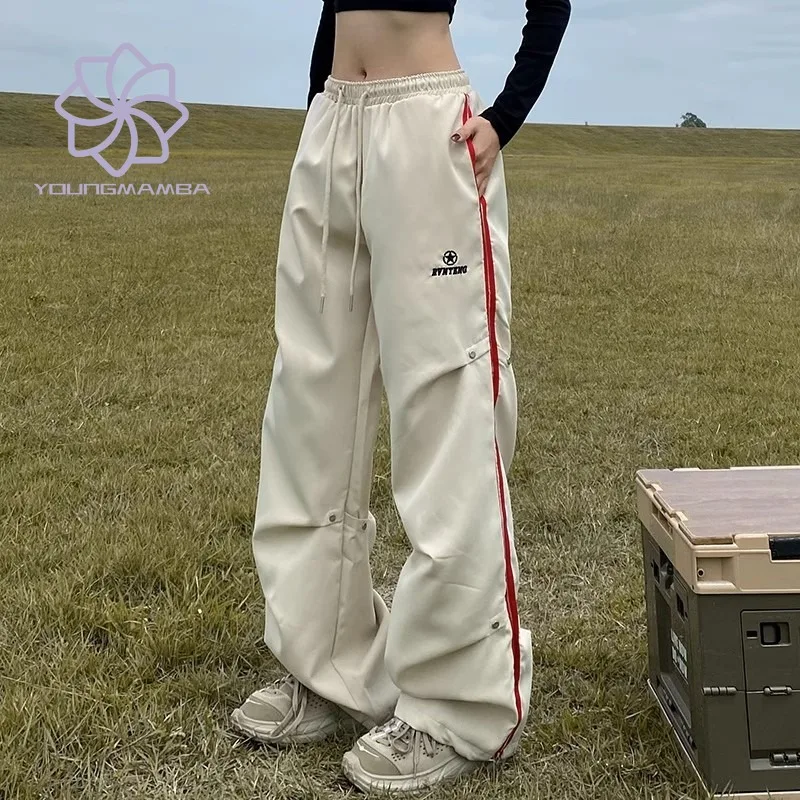 

American Retro Sports Pants for Women Ins High Street Loose Couple Oversizes Casual Pants Female Straight Trouser