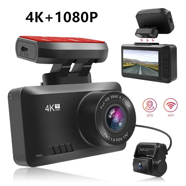 

4K Driving Recorder Dual-lens GPS Driving Track Gesture Sensor HD Night Vision Dvr Car Camera
